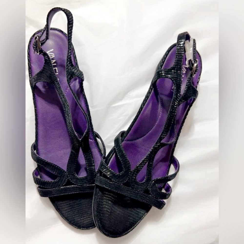 Vaneli Strappy Italian Leather Wedge Sandals 8-8.5 - New - Picture 4 of 9